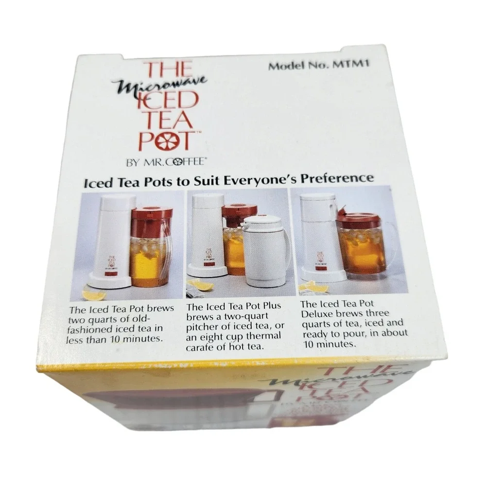 ICED TEA MAKER Vintage MR. COFFEE Microwave Brewing Pot Red & White  20 Oz NEW